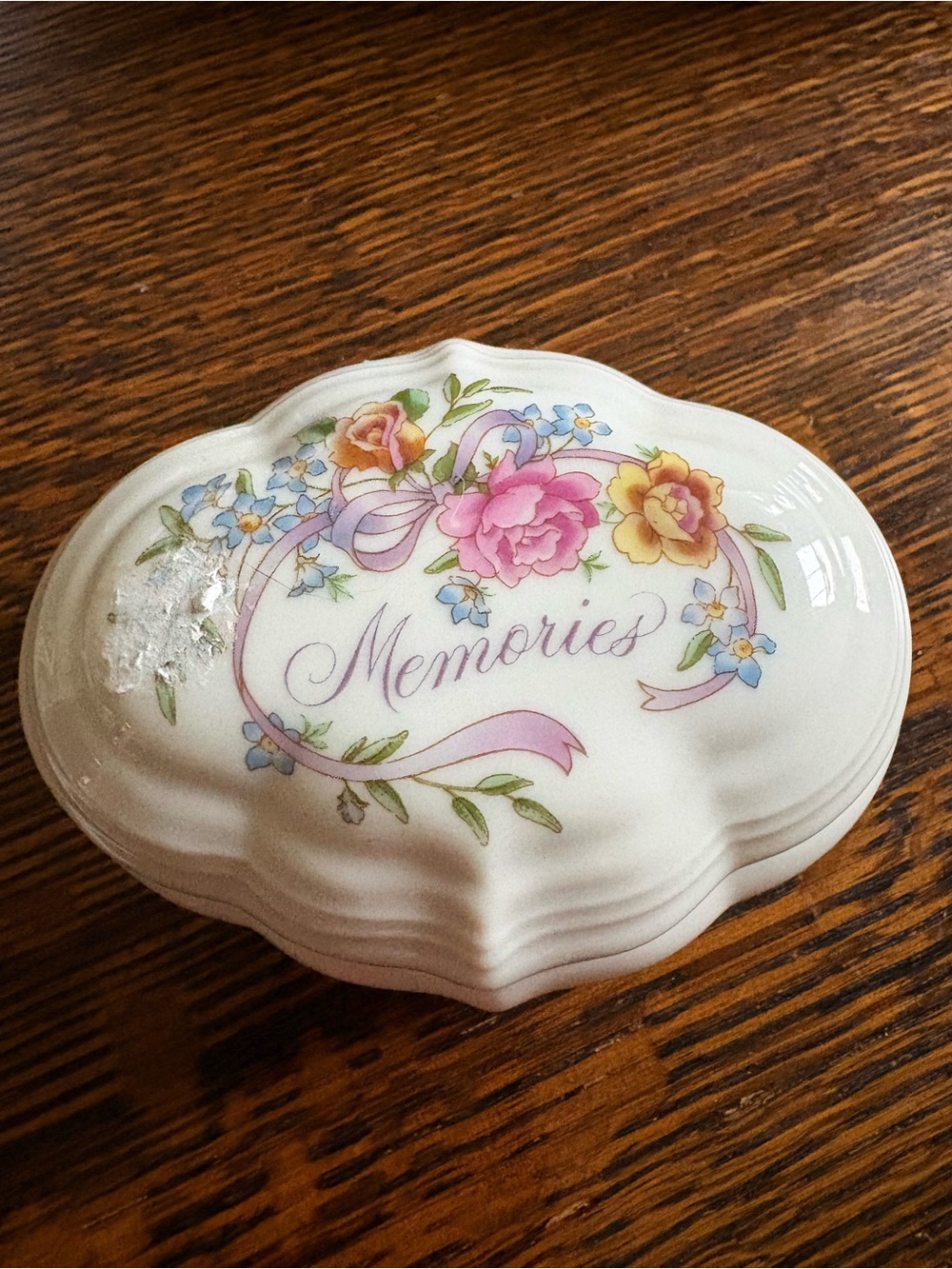 Memories Floral Trinket Box - White